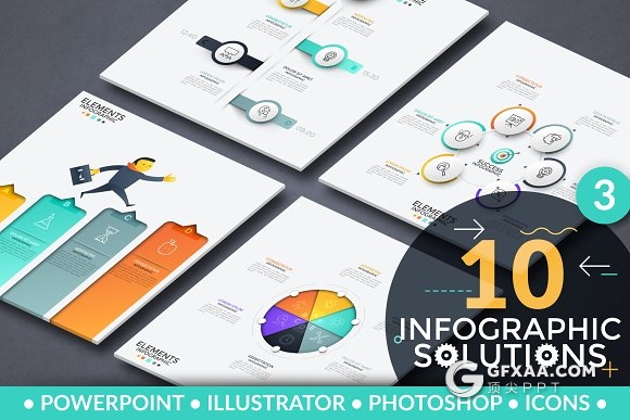 10页创意微粒体PPT图形+190多个icon图标合集 - 顶尖PPT