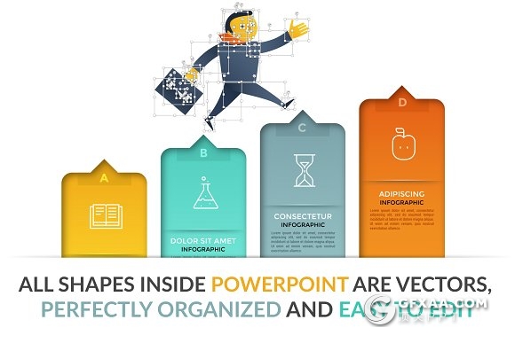 10页创意微粒体PPT图形+190多个icon图标合集 - 顶尖PPT