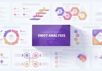 精美大全SWOT数据分析主题信息图表PPT模板 - 顶尖PPT
