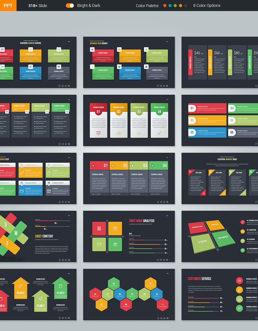 高端创意数据分析图形团队案例展示商务通用PPT模板 - 顶尖PPT