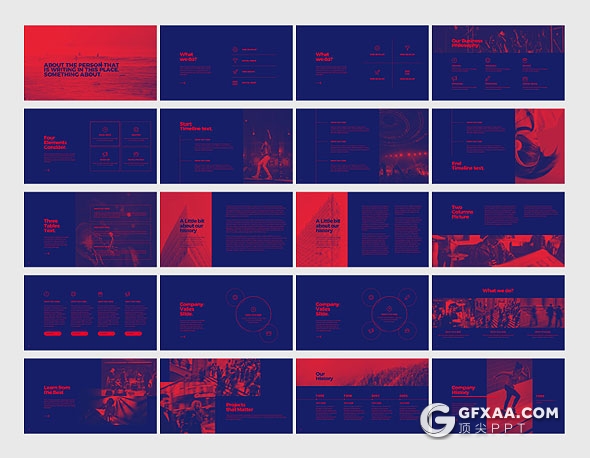 133页创意蓝色叠加效果多用途PPT模板 - 顶尖PPT