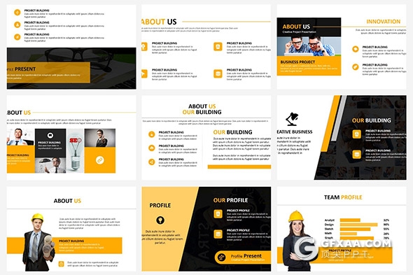 91页黄色系团队介绍商务通用PPT模板 - 顶尖PPT