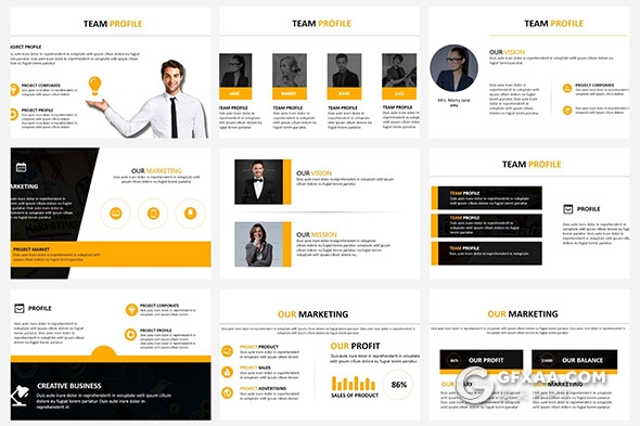 91页黄色系团队介绍商务通用PPT模板 - 顶尖PPT