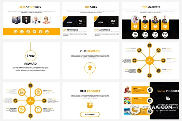 91页黄色系团队介绍商务通用PPT模板 - 顶尖PPT