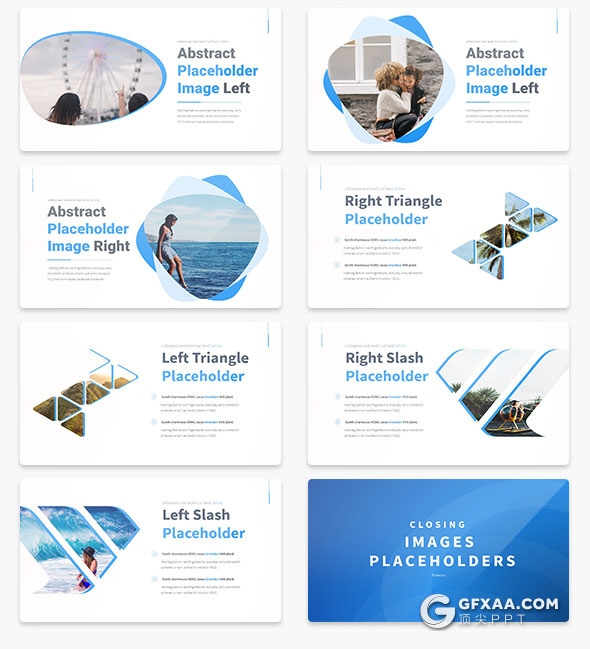 34页创意异形图片占位符摄影图片展示keynote模板 - 顶尖PPT