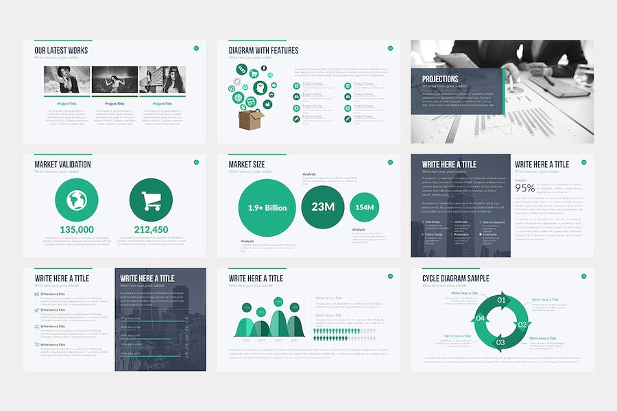 扁平化国外商业公司介绍业务展示PPT模板 - 顶尖PPT