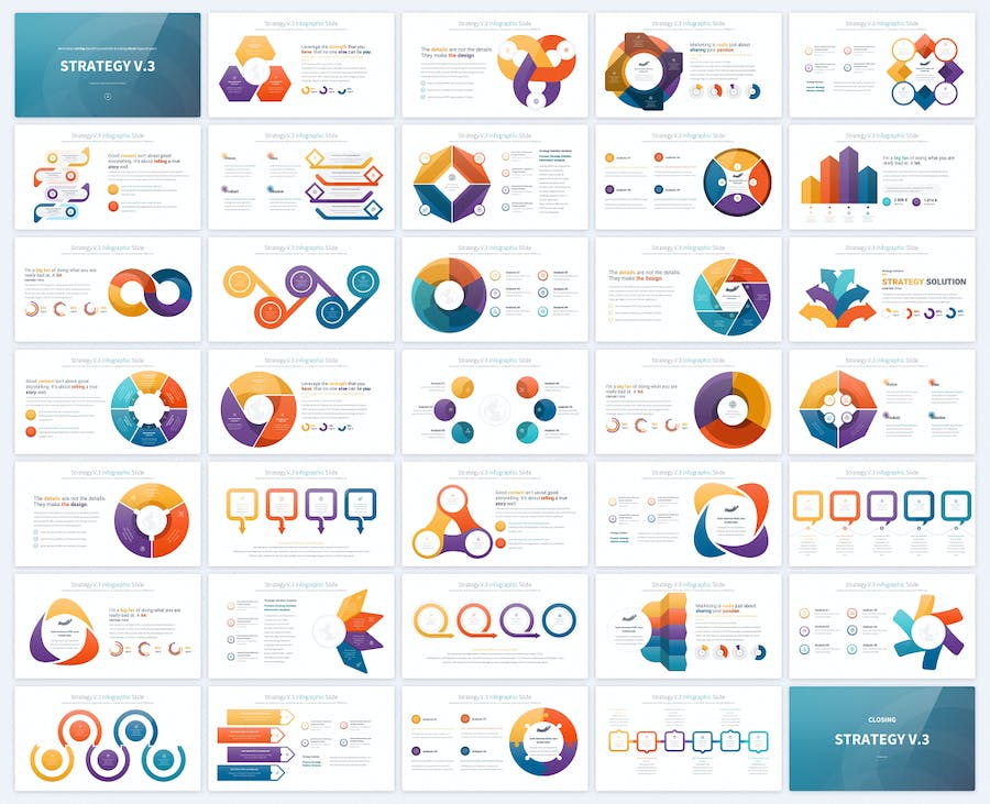 彩色圆形信息图形战略图形keynote模板 - 顶尖PPT