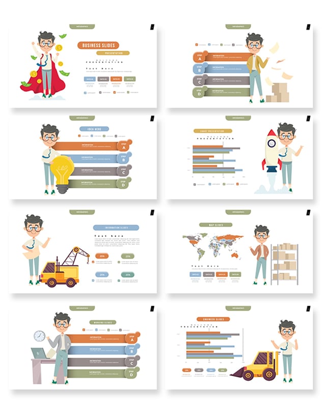 商业卡通人物图形插画keynote模板 - 顶尖PPT