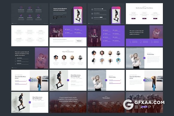 50页紫色创意商务keynote模板 - 顶尖PPT