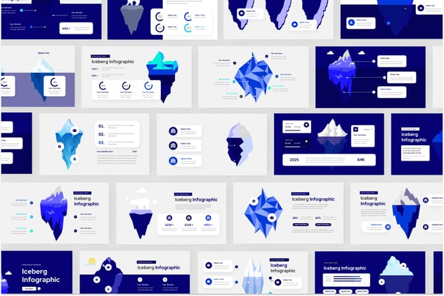 深蓝色创意冰山图形PPT模板 - 顶尖PPT