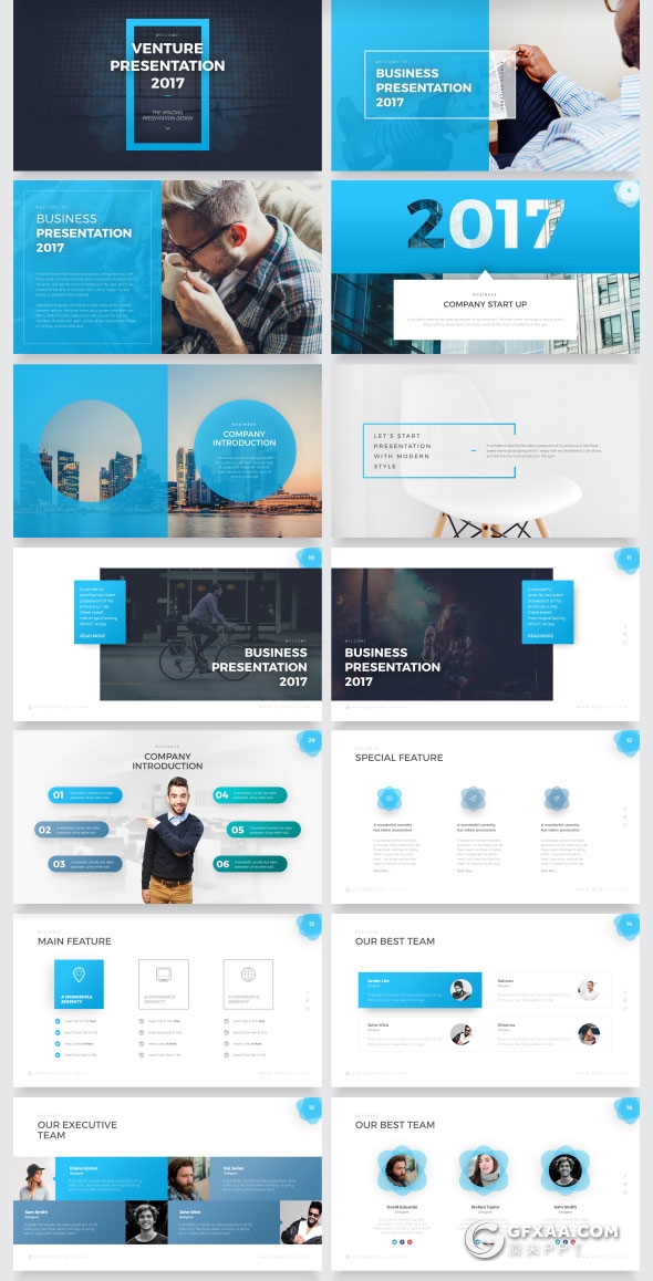 61页精致设计欧美商务风格PPT模板11种配色 - 顶尖PPT