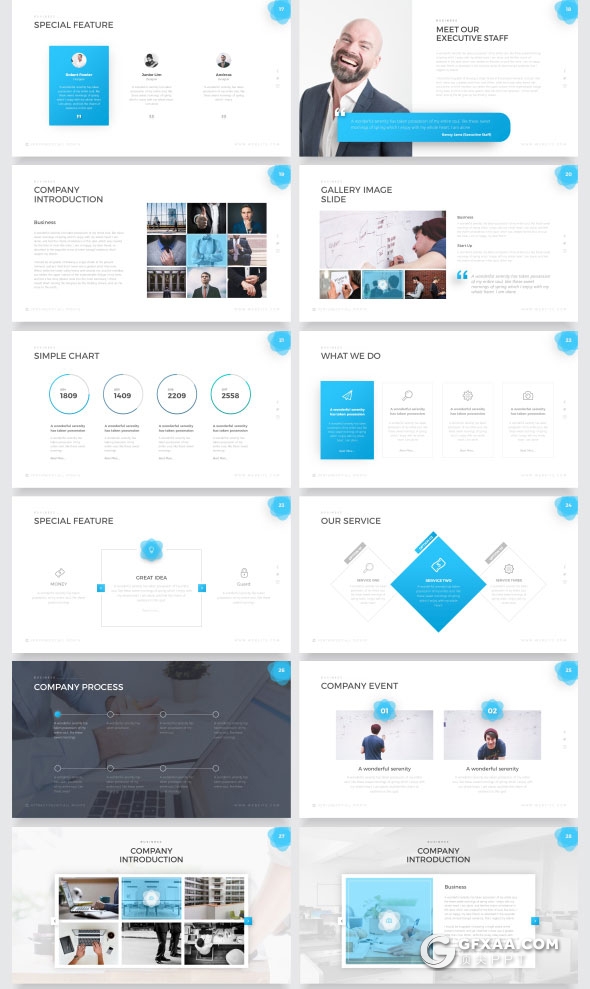 61页精致设计欧美商务风格PPT模板11种配色 - 顶尖PPT