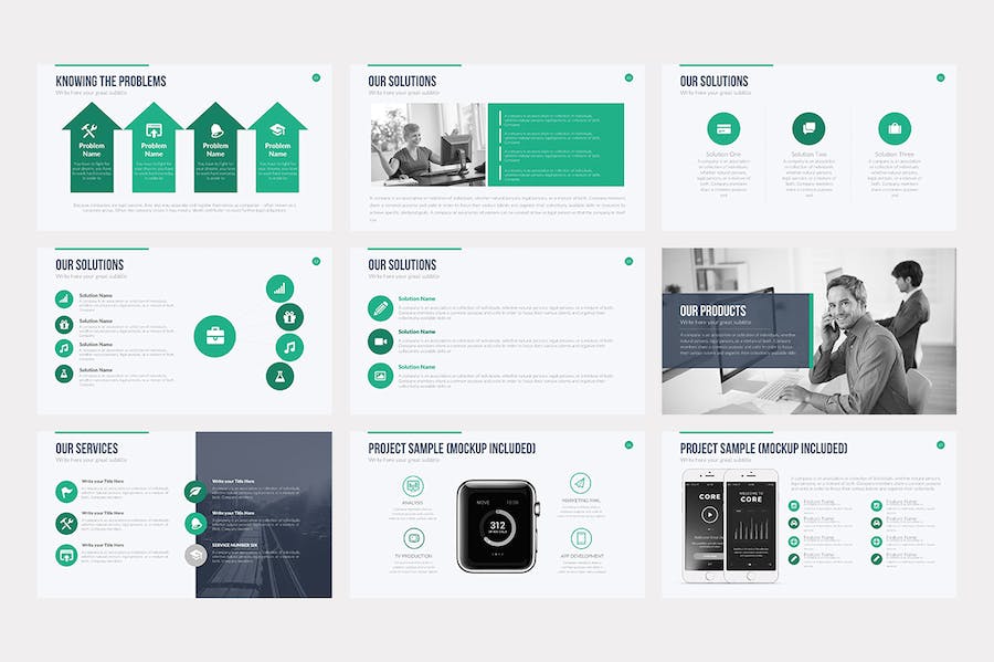 扁平化国外商业公司介绍业务展示PPT模板 - 顶尖PPT