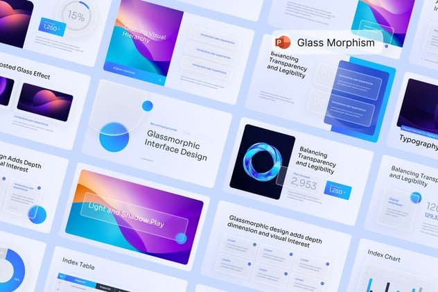 玻璃形态商务商业风格PPT模板 - 顶尖PPT