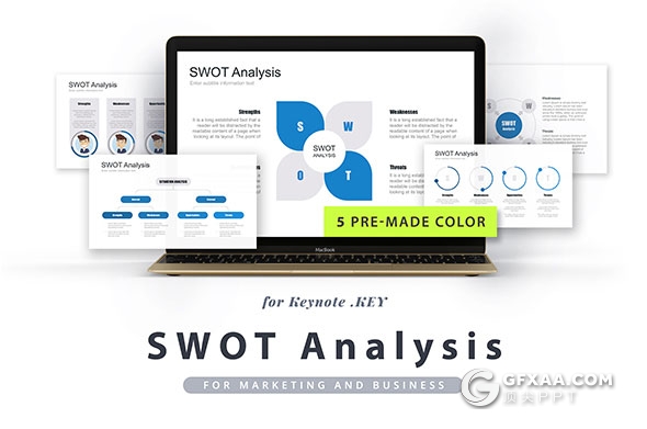 40页SWOT态势分析商务keynote模板5种配色 - 顶尖PPT