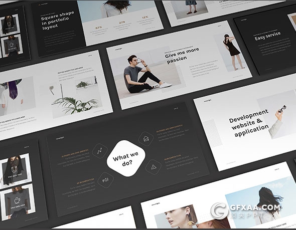 62页时尚杂志风格模特产品展示PPT模板 - 顶尖PPT