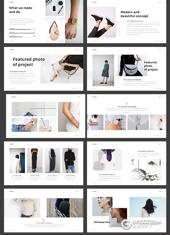 62页时尚杂志风格模特产品展示PPT模板 - 顶尖PPT