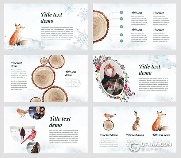 20页冬季唯美水彩风格欧美PPT模板 - 顶尖PPT