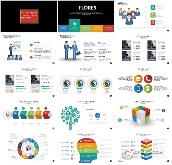 60页创意图形商务多用途PPT模板 - 顶尖PPT