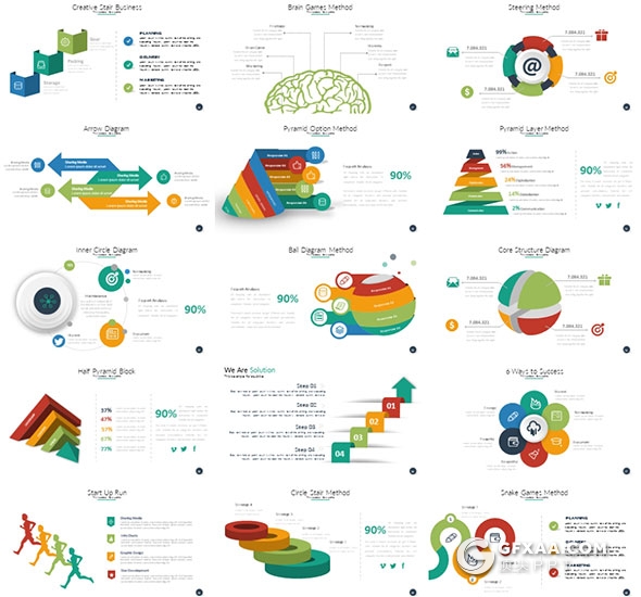 60页创意图形商务多用途PPT模板 - 顶尖PPT