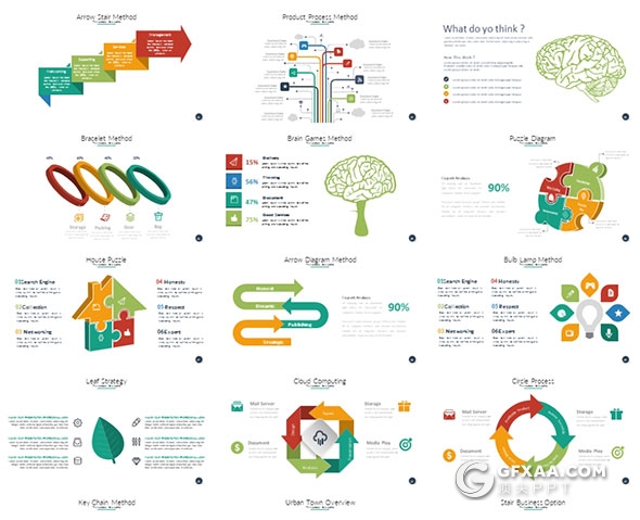 60页创意图形商务多用途PPT模板 - 顶尖PPT