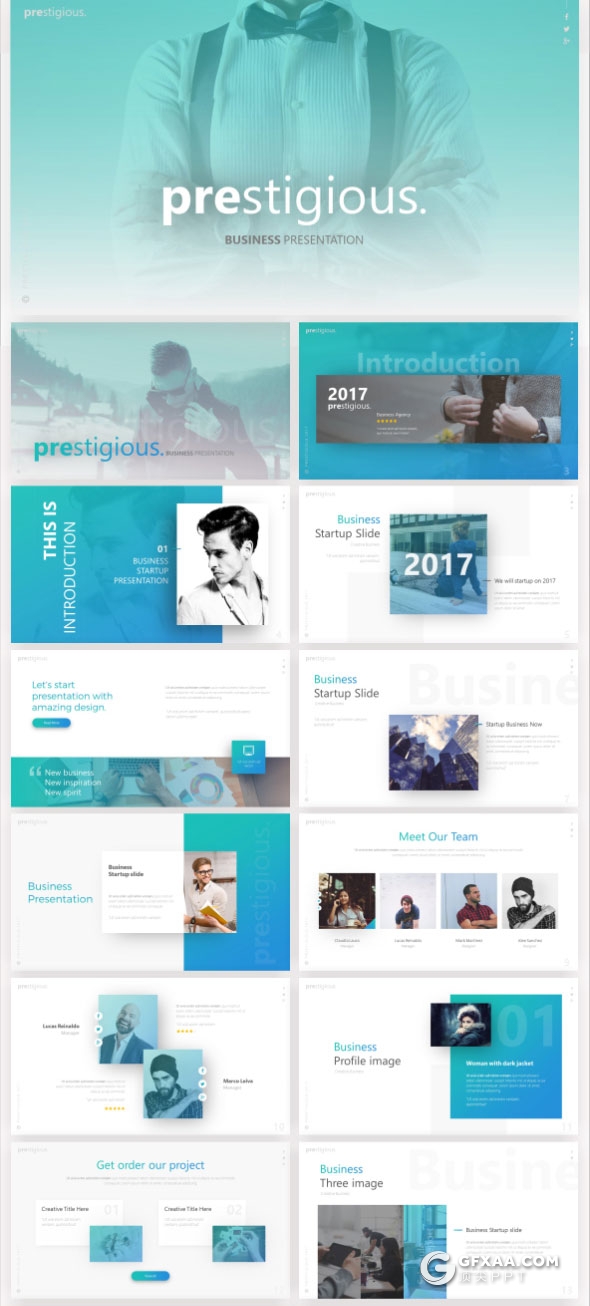 71页高端欧美商务风格PPT模板21种配色 - 顶尖PPT