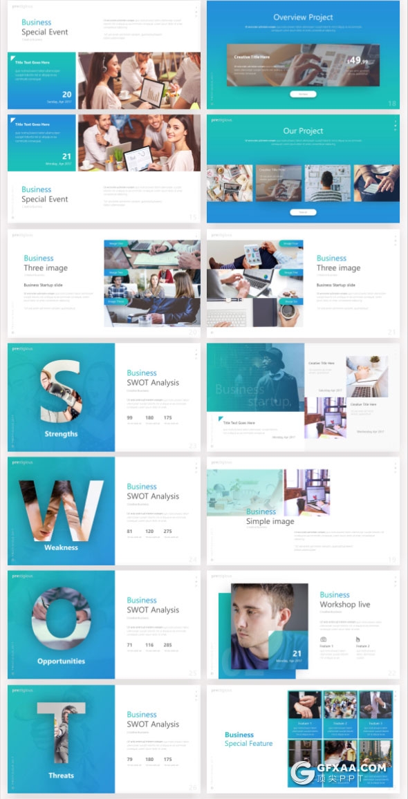 71页高端欧美商务风格PPT模板21种配色 - 顶尖PPT