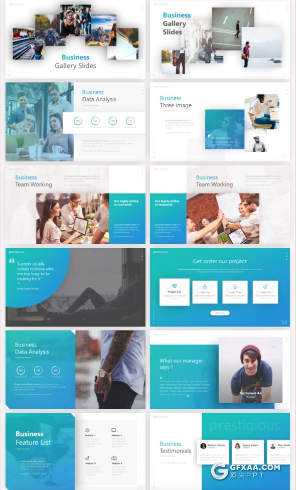 71页高端欧美商务风格PPT模板21种配色 - 顶尖PPT