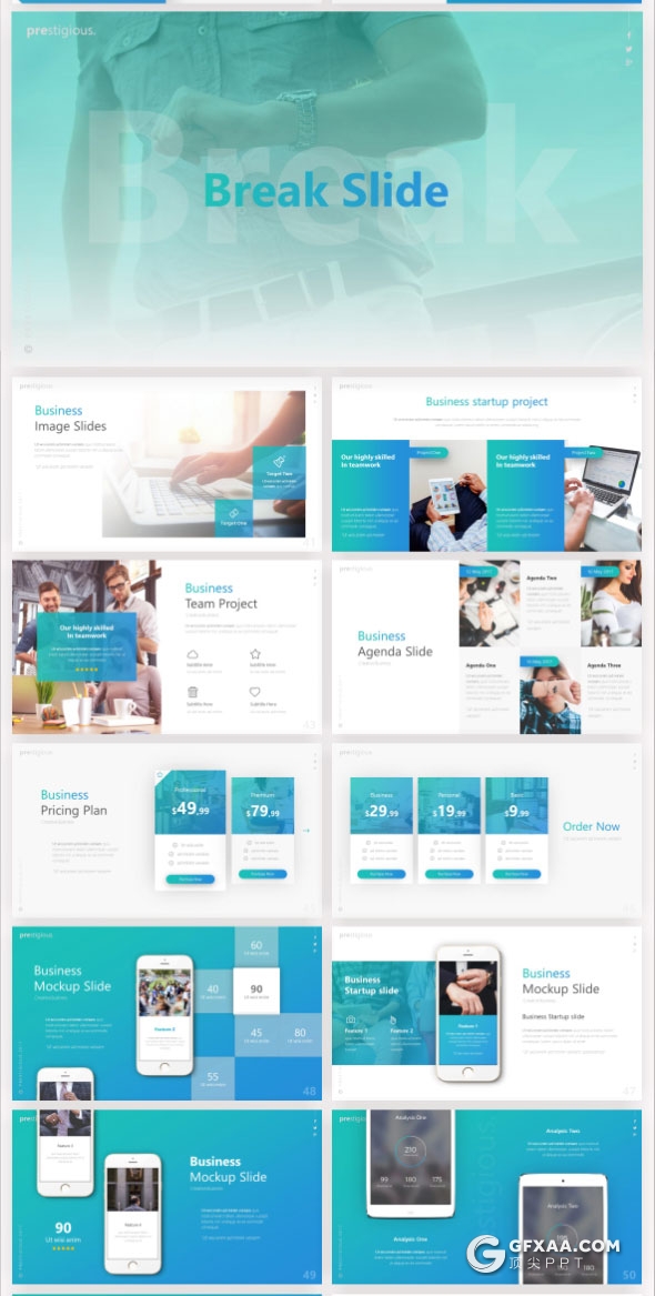 71页高端欧美商务风格PPT模板21种配色 - 顶尖PPT