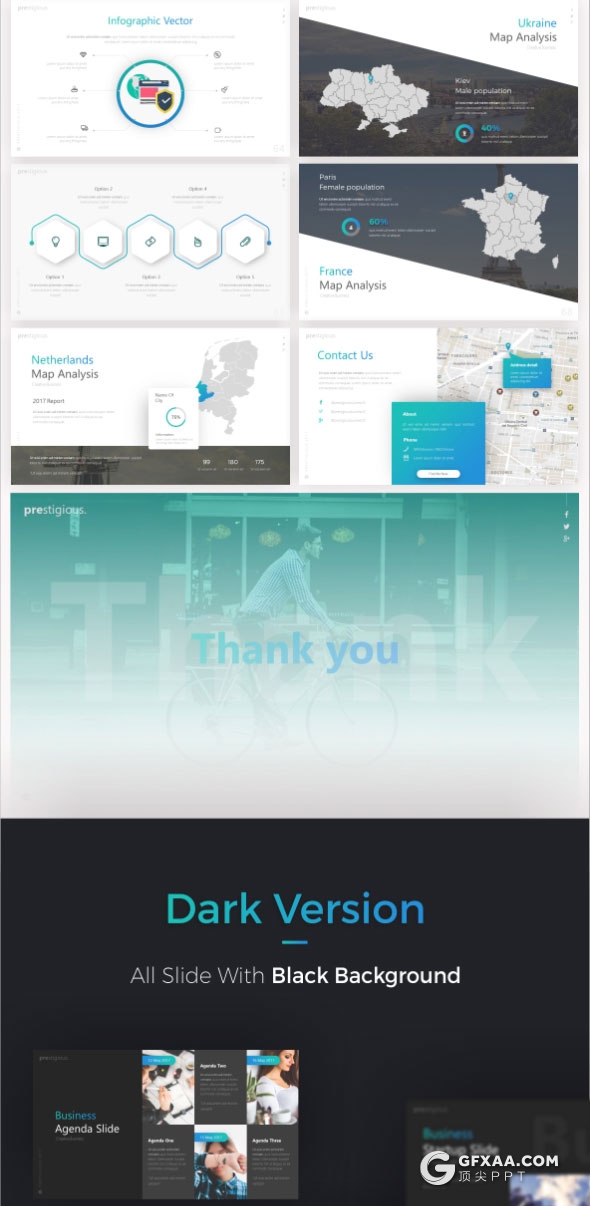 71页高端欧美商务风格PPT模板21种配色 - 顶尖PPT