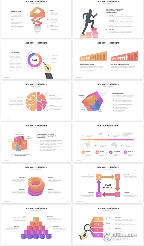 130页欧美多用途keynote模板20种主题配色 - 顶尖PPT