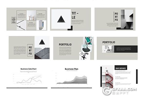 49页国外简约风格作品展示PPT模板 - 顶尖PPT