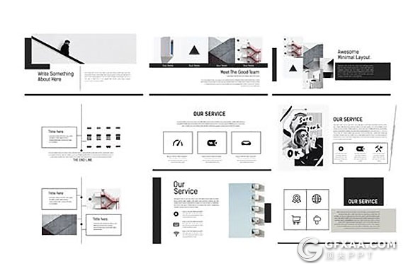 49页国外简约风格作品展示PPT模板 - 顶尖PPT