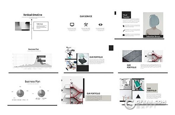 49页国外简约风格作品展示PPT模板 - 顶尖PPT
