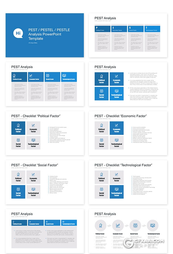 34页PEST/PESTEL/PESTLE企业宏观分析PPT模板 - 顶尖PPT