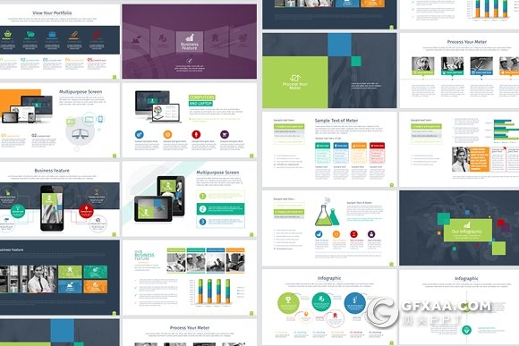 100页商务信息图表大合集8种配色方案 - 顶尖PPT