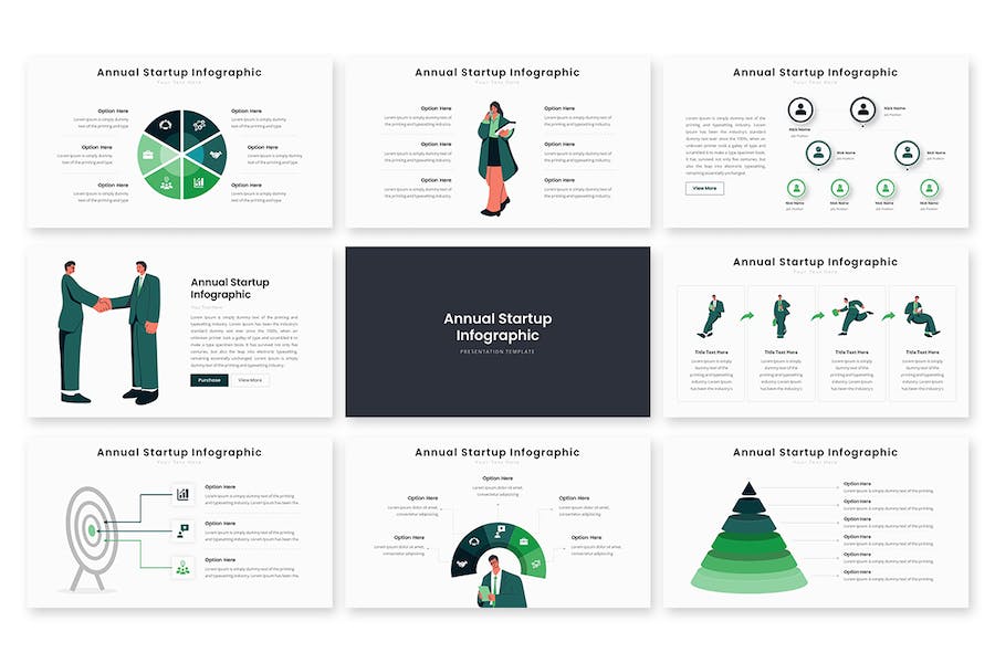 商务卡通人物插画年度信息汇报PPT图形模板 - 顶尖PPT