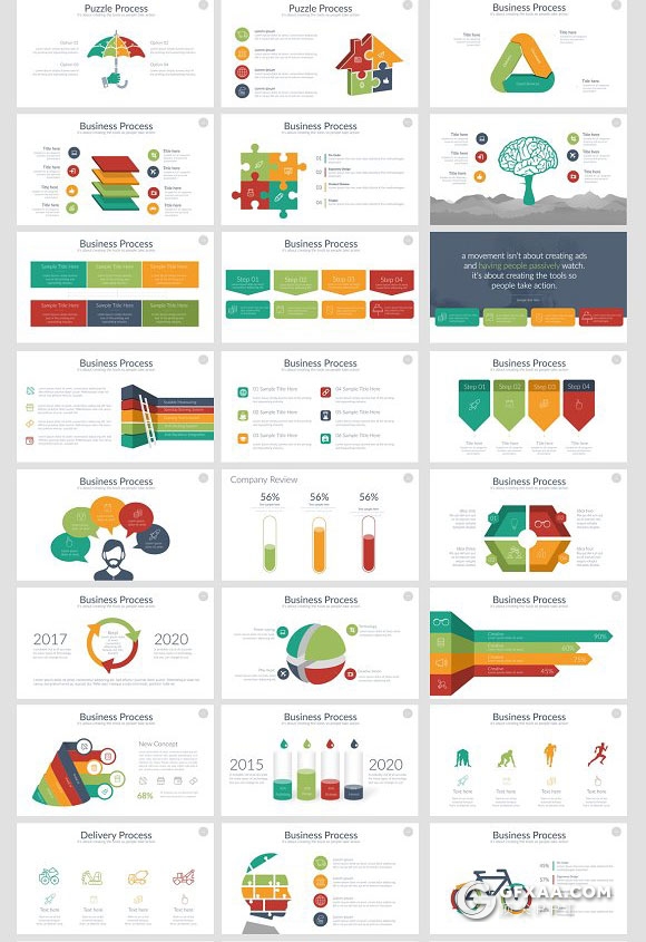 100页企业统计分析图形图表多用途PPT模板 - 顶尖PPT