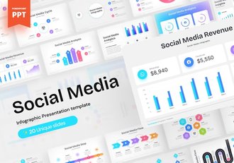 社交媒体信息图表分析统计PPT模板 - 顶尖PPT