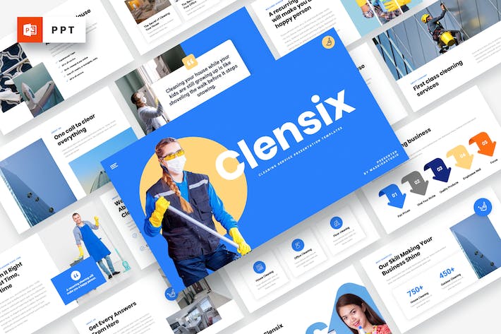 清洁服务公司PowerPoint模板 - 顶尖PPT