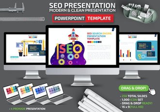 搜索引擎优化人物插画信息图形PPT模板 - 顶尖PPT
