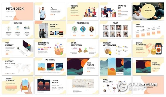 30页商务抽象风格PPT模板6种主题配色 - 顶尖PPT