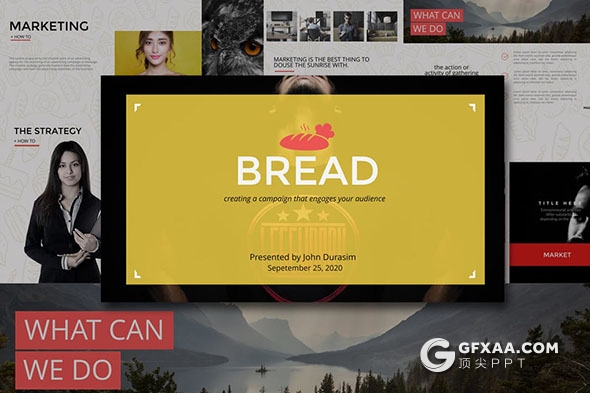 120页糕点图形底纹 面包介绍PPT模板 - 顶尖PPT