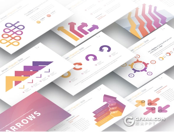 35页精美配色箭头图形图标PPT模板 - 顶尖PPT
