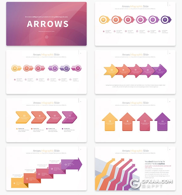 35页精美配色箭头图形图标PPT模板 - 顶尖PPT