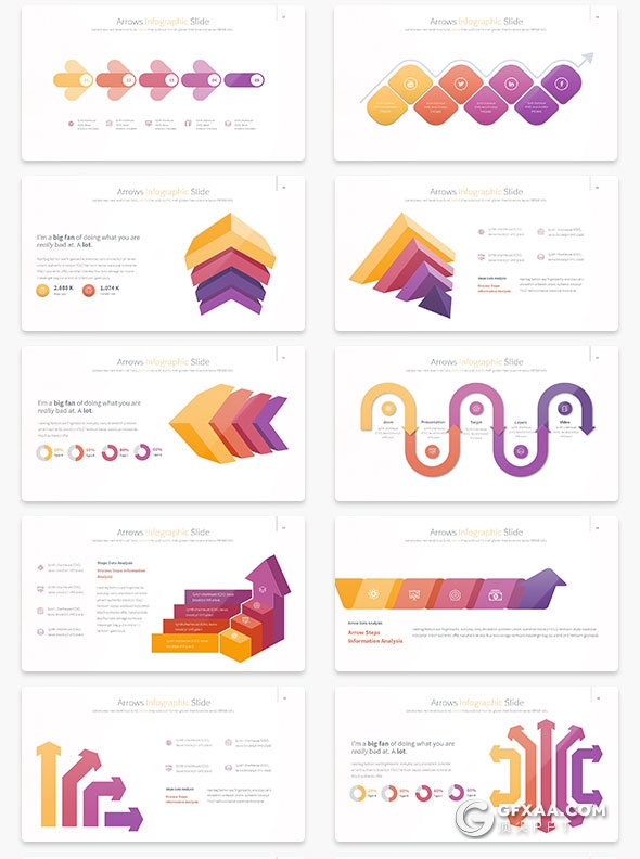 35页精美配色箭头图形图标PPT模板 - 顶尖PPT