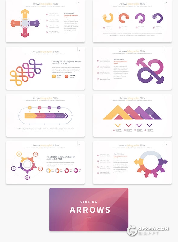 35页精美配色箭头图形图标PPT模板 - 顶尖PPT