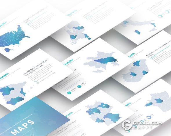 35页多个国家地图PPT图形素材 - 顶尖PPT