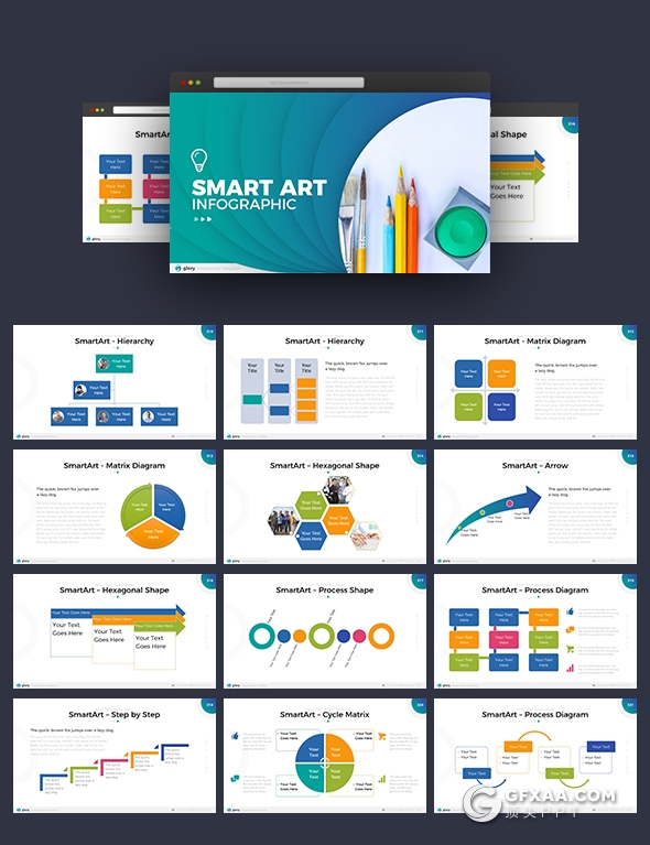 423页国外高品质商务PPT模板 包含21种配色 - 顶尖PPT