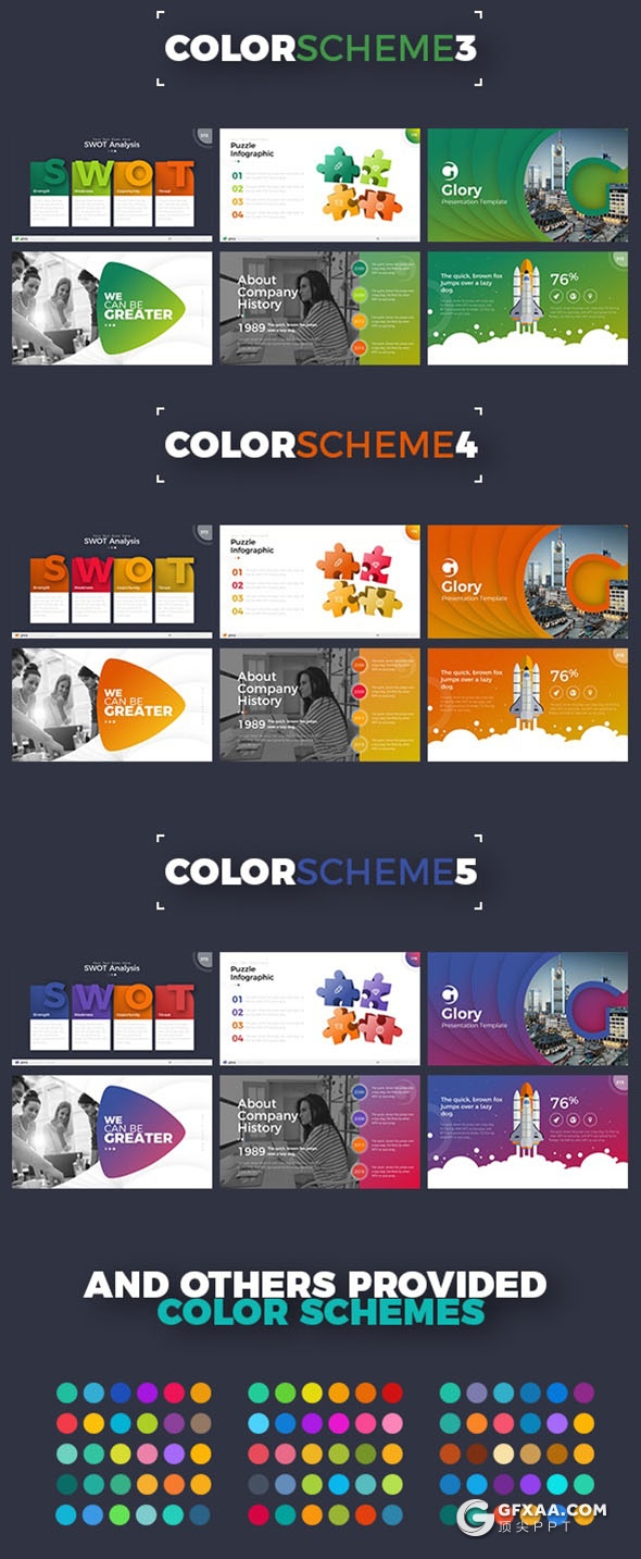 423页国外高品质商务PPT模板 包含21种配色 - 顶尖PPT